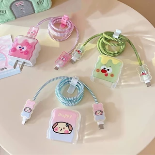 Conjunto De Carregador De Telefone TPU Macio Em Formato De Cachorro Fofo 5 1 E Protetor De Cabo Adequado Para Adaptador