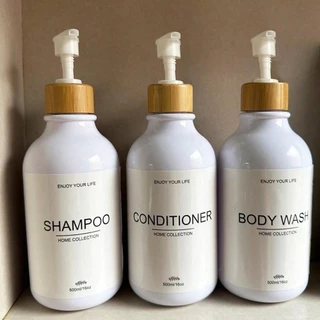 3 Pçs 500ml Shampoo Dispensador Conjunto Loção Com Etiqueta Para Banheiro Gel De Banho E Corporal Armazenamento Decoraçã