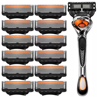 Aparelho de Barba Manual de Alta Qualidade com 5 Camadas e 4 Lâminas Substituíveis - Cabeça e Cabo Universais.