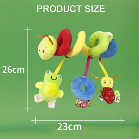 Brinquedo para berço e carrinho-centopéia de chocalho macio com alças texturizadas