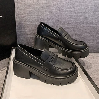 Sapatos De Couro Pequenos Estilo Coreano Para Mulheres 2024 Primavera E Outono Novo Nicho all-match Dedo Do Pé Redondo D