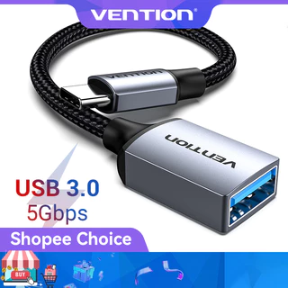 Adaptador OTG Vention Cabo USB 3.0 Para Laptop Tipo C Celular Macho Fêmea