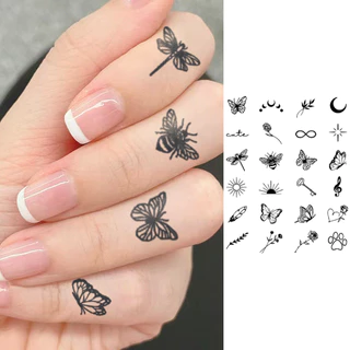 Mini adesivo de tatuagem temporária de lua de borboleta com padrão, tatuagem mágica duradoura à prova d