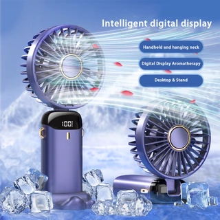 Mini Ventilador Portátil Dobrável Recarregável USB De 5 Velocidades Com Display