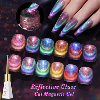 1 Unidade De Esmalte De Gel Magnético De Gato De Vidro Reflexivo De 10ml , De Olho Com Brilho Holográfico , Esmaltes Cor