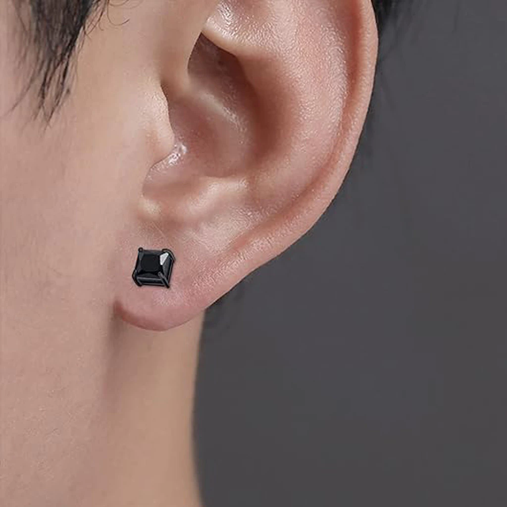 1 Par De Brincos Magnéticos De Aço Inoxidável Para Homens E Mulheres Sem piercing CZ Hipoalergênico 6 Mm