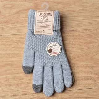 Luvas femininas inverno bonito versão coreana luvas das mulheres dos homens engrossado quente tela de toque malha imitaç