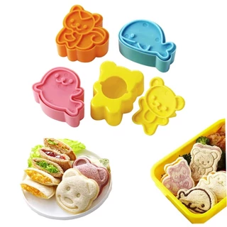 Conjunto De 4 Peças Em Forma De Animal Fofo , Cortador De Biscoitos , Selo De Golfinho , Esquilo , Urso , Sanduíche , Cr