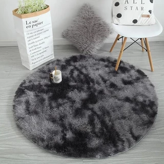 Tie-dye Cinza Escuro-Tapete Redondo De 60 Cm , De Quarto Porta Antiderrapante , Decoração De Casa , Sala De Estar