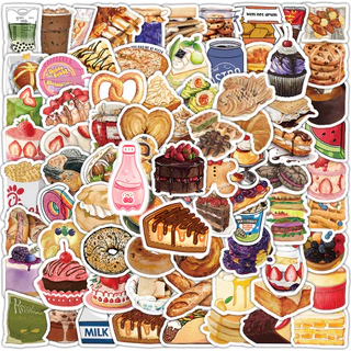 103 Peças De Adesivos Criativos Exclusivos Para Lanches De Bebidas De Sobremesa , De Vinil De Desenhos Animados De Estét
