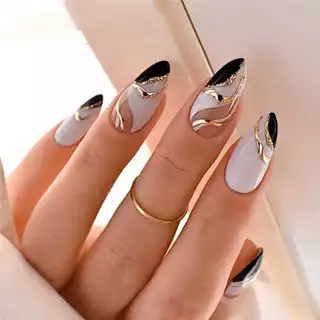 Um conjunto de 24 unhas destacáveis de amêndoa estilo INS doce e legal