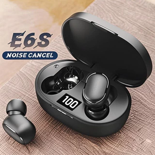 E6S Cor Preta Fones De Ouvido Sem Fio TWS Bluetooth Com Microfone Estéreo Som Cancelamento Ruído LED Display Digital Fon em Oferta na Shopee