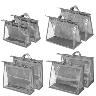 1 Pacote Bolsa Saco De Pó Transparente Carteira Organizador De Armazenamento Para Guarda-Roupa Zíper Pendurado Cinza