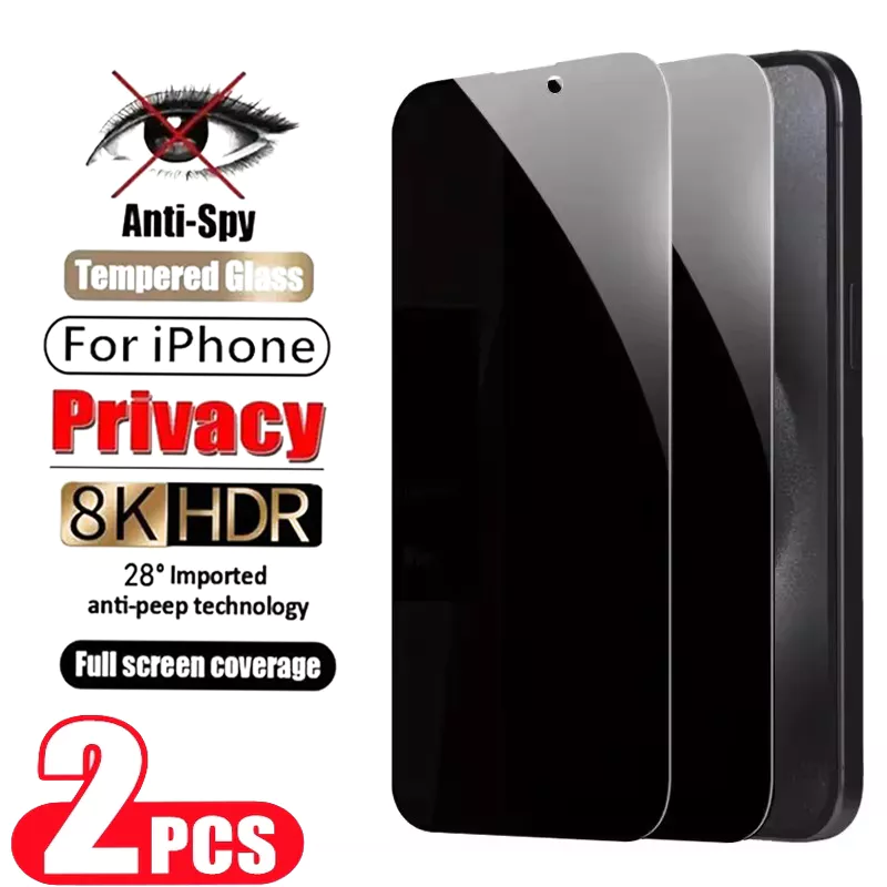 2 Peças Protetor De Tela De Vidro Temperado De Privacidade Anti-Espião Para iPhone 11 Pro/X/XS Película Protetora