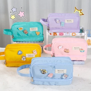 Estojo De Lápis De Grande Capacidade Lona Roxa Kawaii Fofo Cor-De-Rosa Para Estudantes em Oferta na Shopee