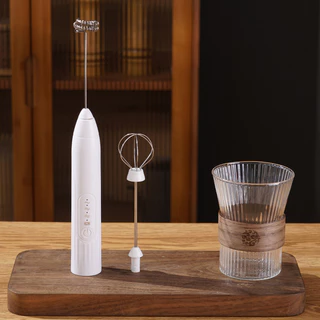 Liquidificador Manual USB Batedor De Leite Em Aço Inoxidável Doméstico Café-Branco