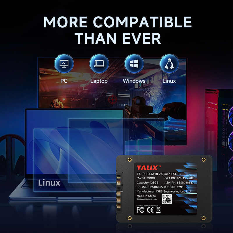 Lenovo Talix SSD 2.5 Sata, 128GB 256GB 512GB, Baixa Latência