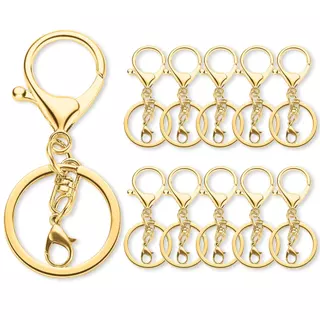 Anel De Chaveiro 50 Peças 30mm 20 De Liga De Zinco KC Ouro Lagosta Garra Fecho , Porta-Chaves Com Dividido Plano