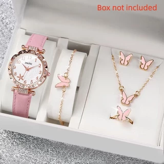 Elegante Conjunto De Relógio De Quartzo Falso Estrela Do Mar Mostrador Pulseira De Couro Combinação De Joias Para Mulher em Oferta na Shopee