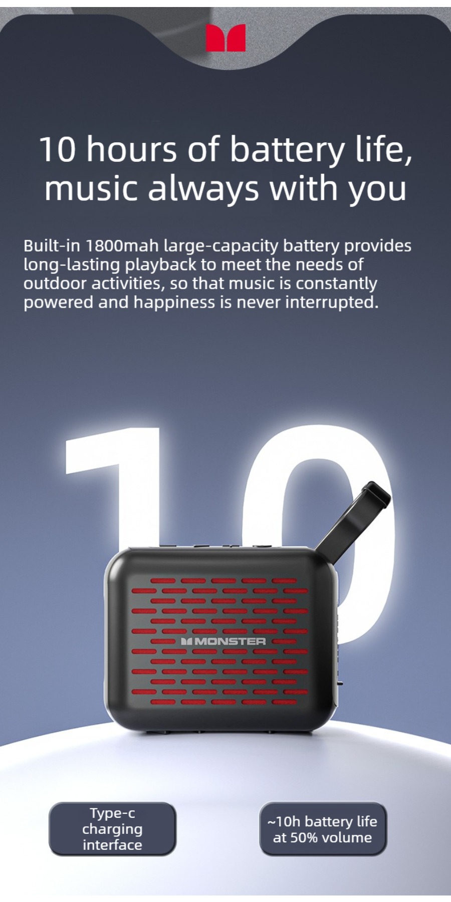 Monster ES01 Alto-falante portátil Bluetooth 5.4 HiFi som estéreo 10 ...