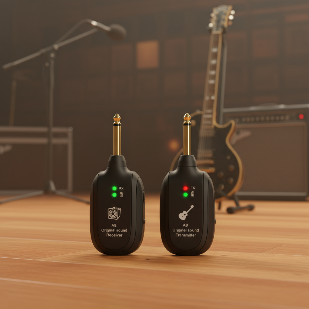 Conjunto de Transmissor e Receptor de Guitarra Sem Fio A8 UHF, 20Hz ...