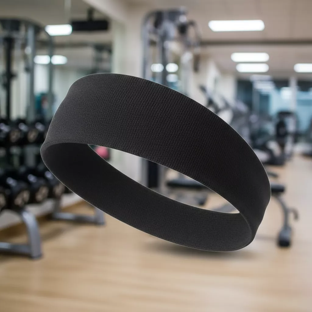 Faixas de cabelo fitness e munhequeiras coloridas para treino anos 80