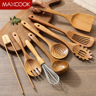 Conjunto De Utensílios De Madeira MAXCOOK 8 Peças Cozinha Espátula Concha Acessórios De em Oferta na Shopee