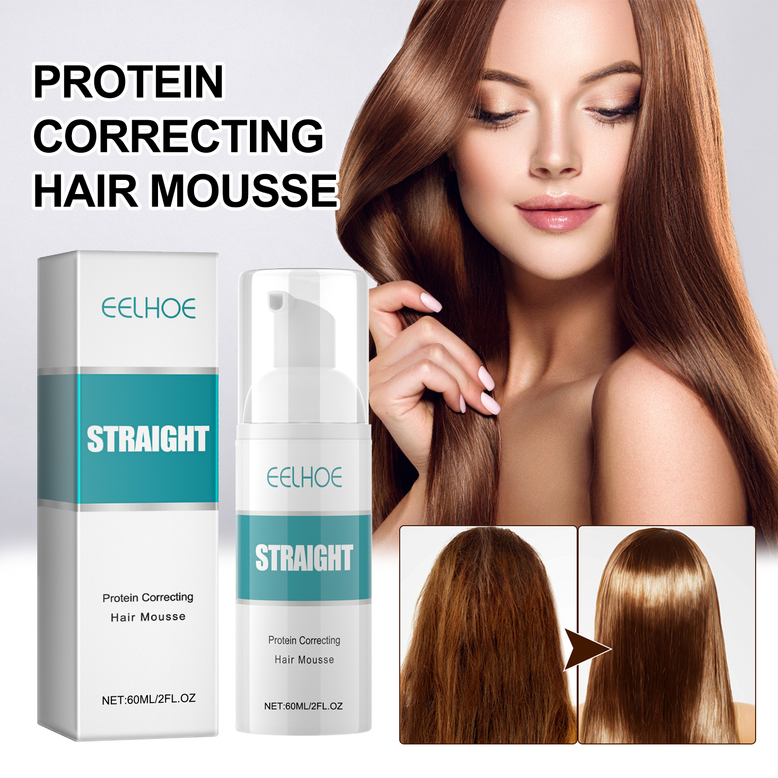 EELHOE Mousse de Alisamento Capilar 60ML - Modelagem Duradoura, Reduz ...