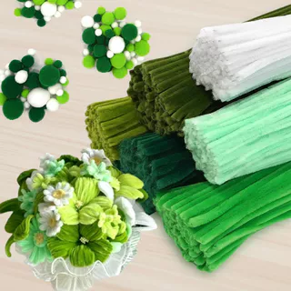 100 Peças de Limpadores de Cachimbo de Artesanato de 8mm, Hastes Chenille, Suprimentos de Artesanato Verde Claro