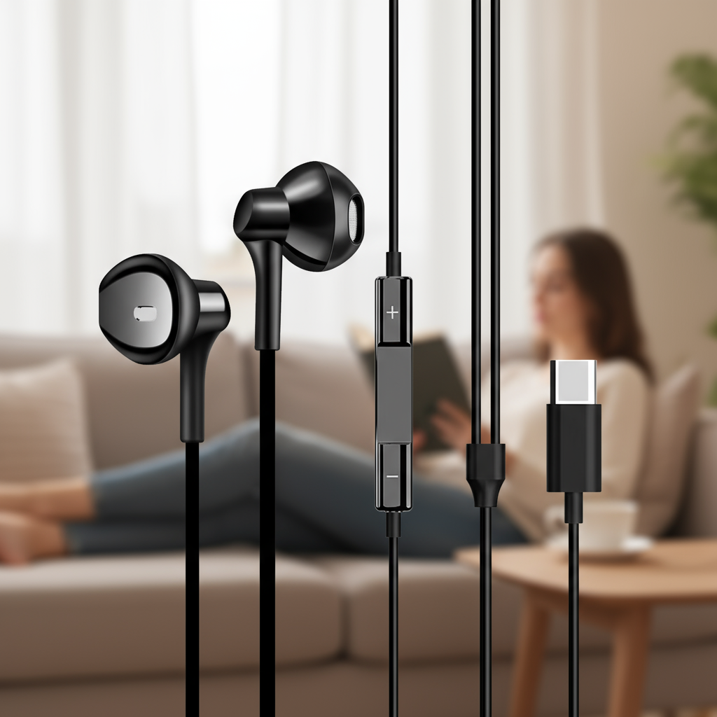 Fones de ouvido UP16 tipo C, semi intra-auriculares, com fio USB-C, com ...