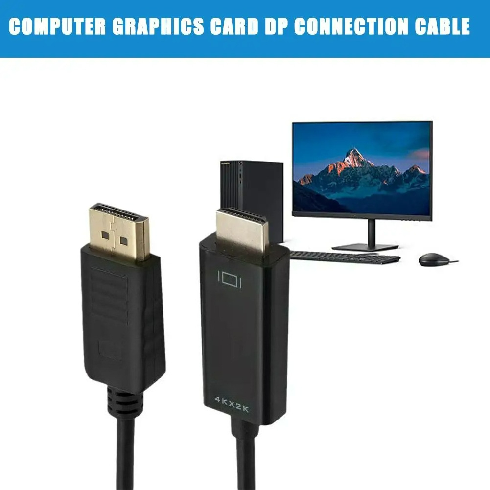 1.8M 4K DisplayPort Para HDMI Cabo DP Adaptador De Vídeo Monitor De ...