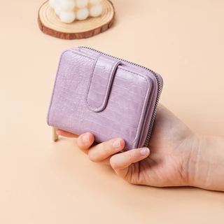 Bolsa Feminina Curta Com Botão De Pressão , Porta-Cartões Multifuncional Slot Para Vários E Moedas Zíper , Material Mode em Oferta na Shopee