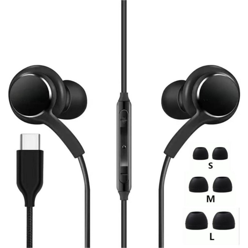 Fones De Ouvido Com Fio Tipo C/3.5 Mm HD Chamadas Intra-Auriculares ...