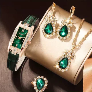 Relógio De Moda Rhinestone Retângulo Feminino De Quartzo Relógios De Pulso Com Banda De Couro em Oferta na Shopee