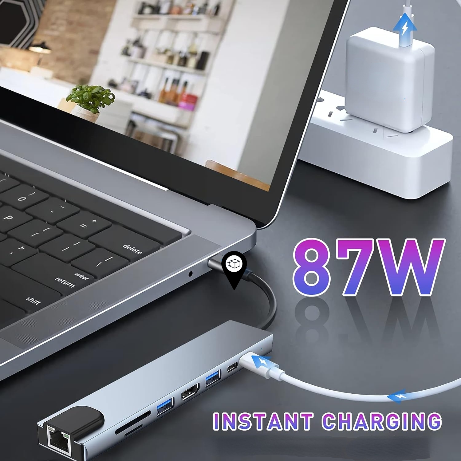 Hub USB C 8 Em 1 Tipo Para 4K , Adaptador HDMI , Estação De Acoplamento ...