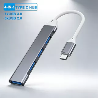Hub USB 3.0 Tipo C OTG com 4 Portas para MacBook Pro Air, PC e Laptop
