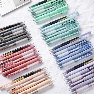 7Pcs/Box Minimalista Transparente 0,5mm Caneta Gel De Alta Qualidade De Tinta Preta De Secagem Rápida Para Estudantes em Oferta na Shopee