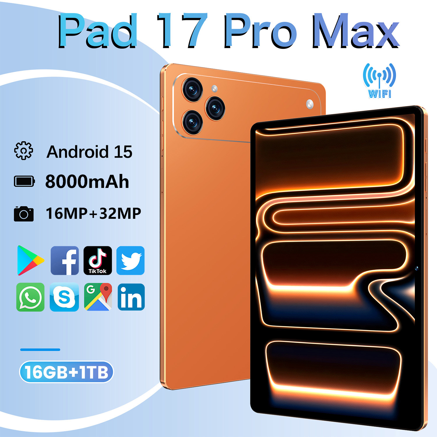 Mais Recente Estilo Pad 17 Pro Max Tablet PC 10.1 Polegadas 16GB +