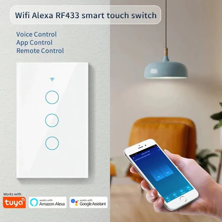 AXUS Para Tuya 2026 WiFi Interruptor De Luz Inteligente Eua 120 Tipo Painel De Toque De Parede Sem Fio 1 2 3 4 Gang Supo