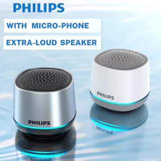 Philips TAS1009 Mini Caixa de Som Bluetooth de Mesa para PC, graves, driver de 52 mm, RGB, 1200 mAh, BT5.3, TWS
