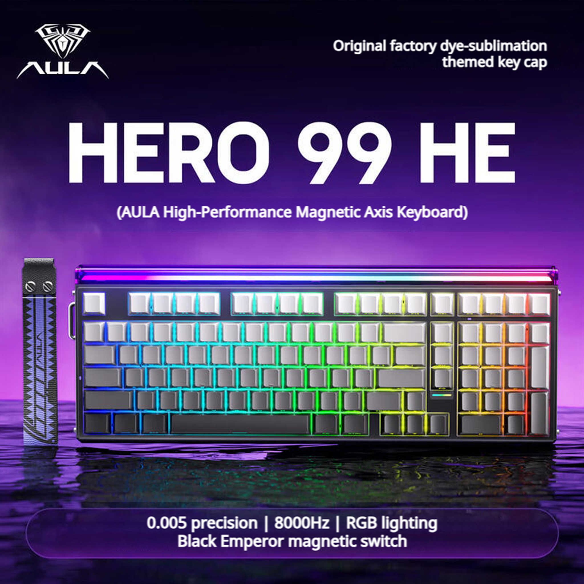 Teclado Mecânico Gamer AULA Hero 99 HE, Switch Magnético, Tri-Modo
