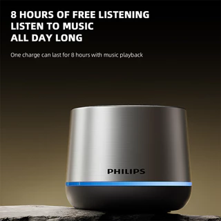 Philips TAS1009 Mini Caixa de Som Bluetooth com Graves, RGB, 52mm, 1200mAh, USB, para PC, Laptop, TV