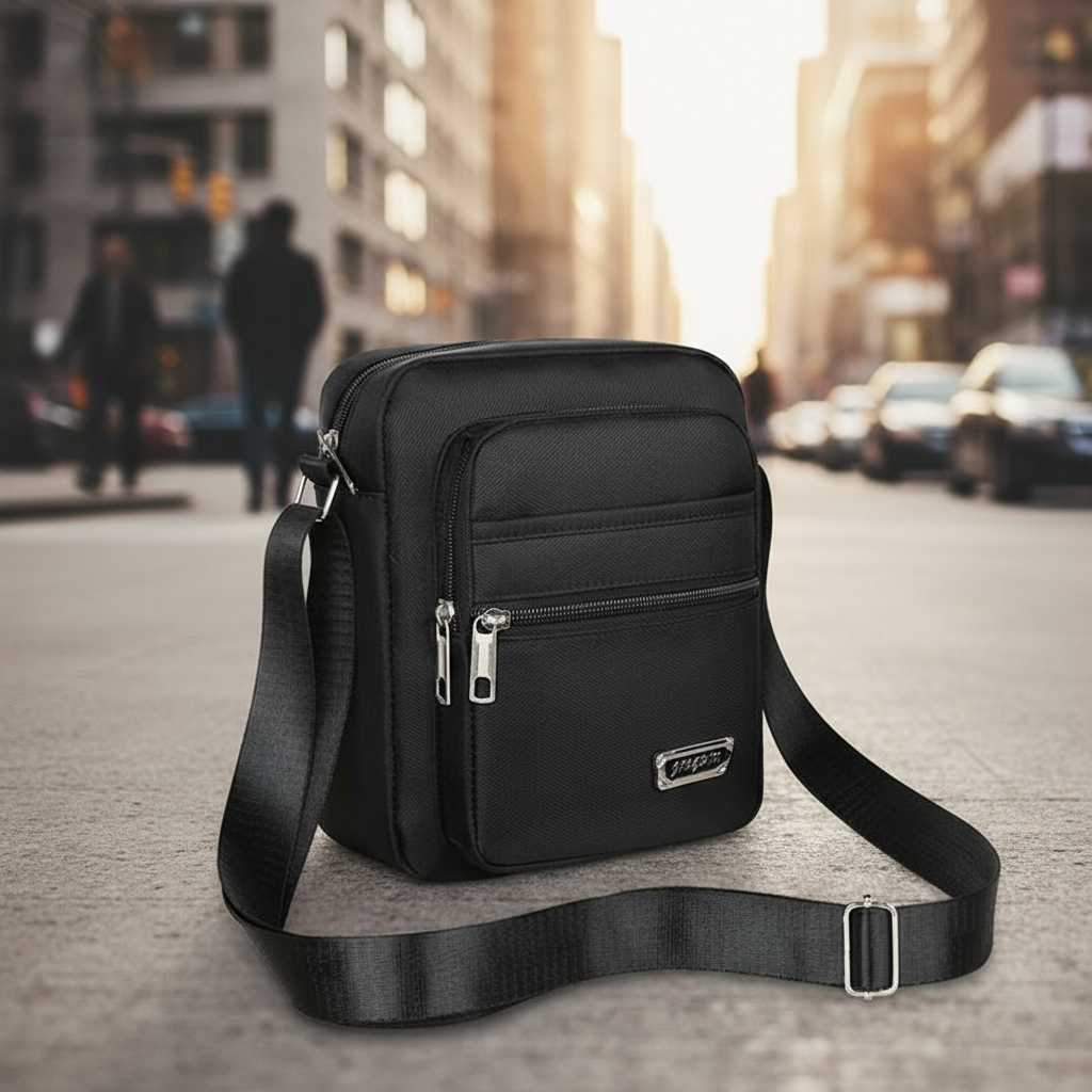  XINYIMEI Bolsa Sling Masculina Oxford com Vários Bolsos, Impermeável, Estilosa para Negócios