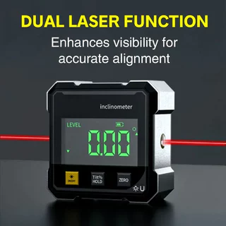 Um Conjunto De Inclinômetro Digital Com Nível De Laser, Base Magnética Forte Para Medição De Ângulo E Detecção De Incli