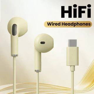 Fones De Ouvido 3.5 Mm Tipo-C HiFi Com Fio Microfone Graves Pesados Para Celular Digital Música Uso Diário De Trabalho D