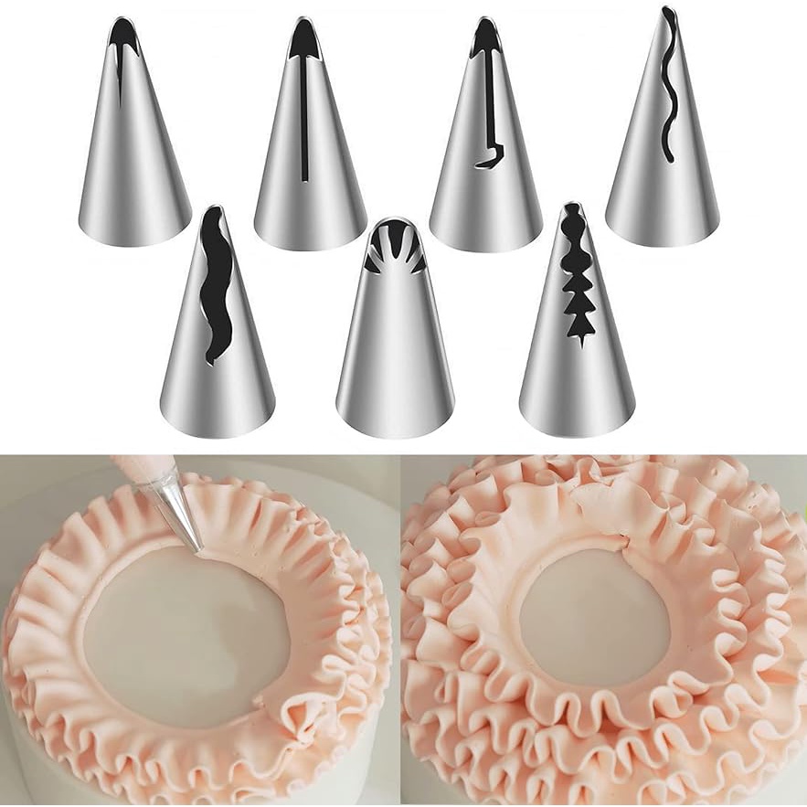 7 peças conjunto de bicos para confeitar babados de aço inox