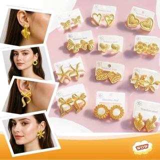 Brincos De Arco De Coração De Amor Banhados A Ouro 18K Para Mulheres , Joias Da Moda , Presente De Uso Diário em Oferta na Shopee