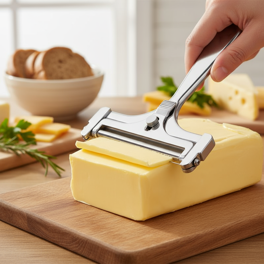 Fatiador de queijo com lâmina ajustável e controle manual pa