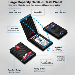 Carteira Dupla Masculina De Metal Com Bloqueio Rfid Fino Porta-Cartões Pop-up De Crédito Inteligente