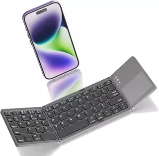 Teclado Bluetooth dobrável com touchpad / teclado numérico - Teclado portátil sem fio recarregável, tamanho completo,